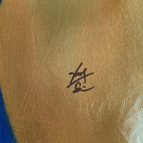 Vibrant blue nude original oil painting. Approximately 20 3/4” x 24 1/2” - Picture 4 of 4